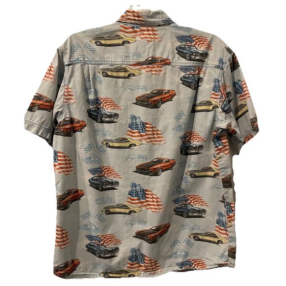 3 for $25-Red Head Shirt Mens Med Button Down Blue Cars USA Flag - Picture 2 of 7